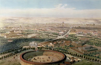 Luftfoto av Madrid fra Plaza de Toros, 1854